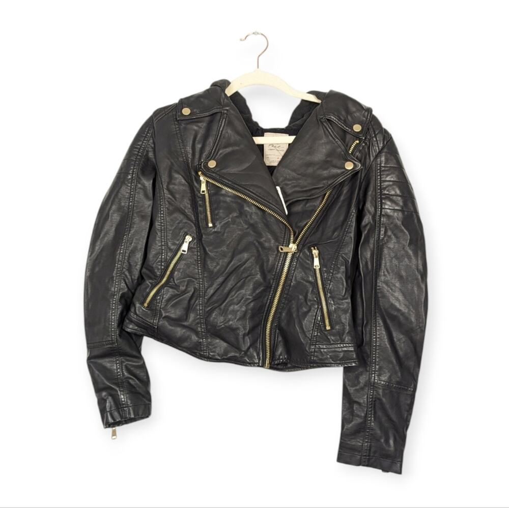 Free People We The Free Harriett Jacket S Black Vegan Leather Moto NWT